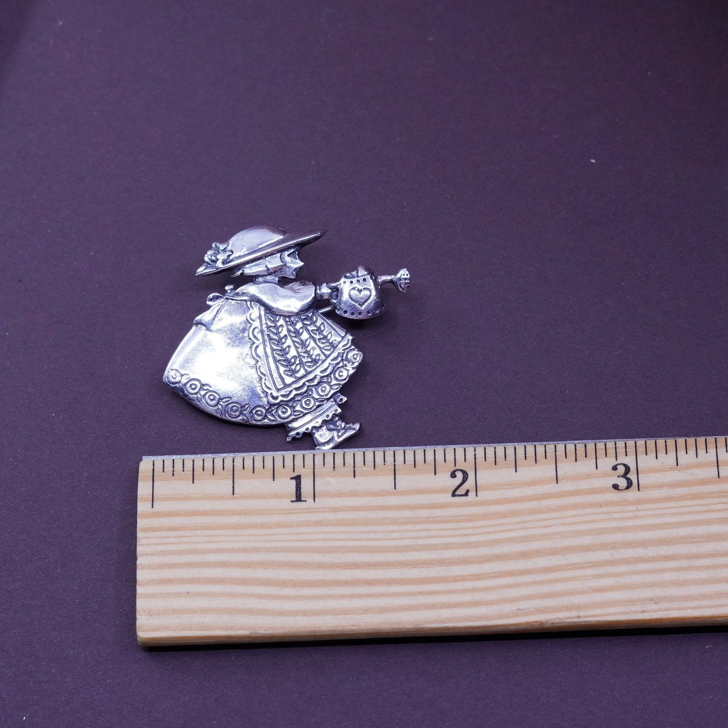 vintage Mary Engelbreit Me Ink Little Girl Sterling 925 Silver Brooch