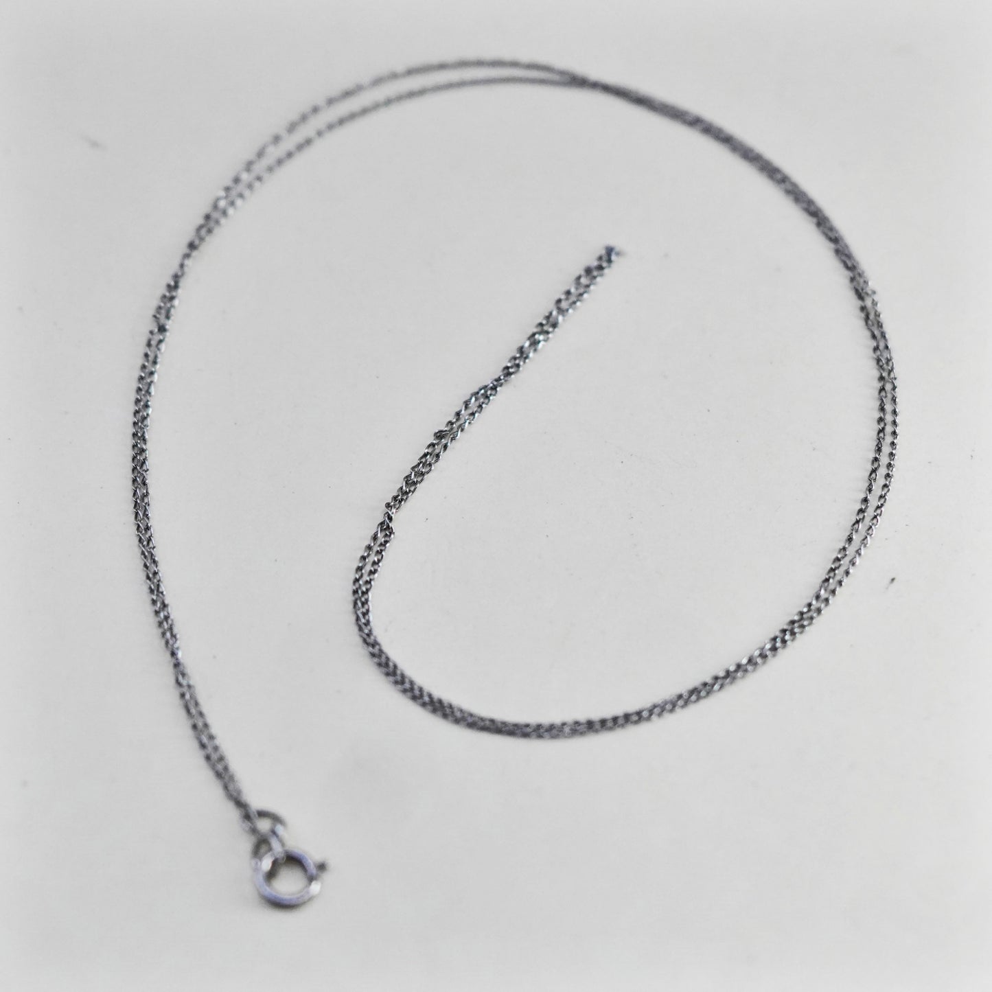 22”, 1mm, Vintage sterling silver thin circle chain, Italy 925 necklace