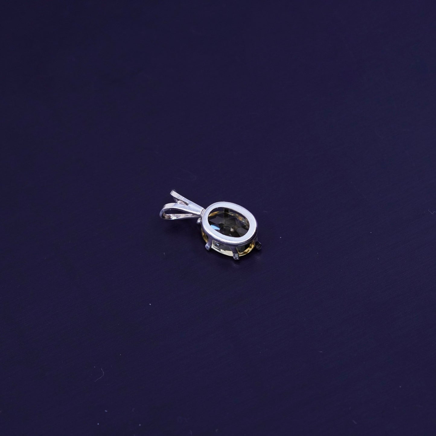 antique sterling 925 silver pendant with oval citrine