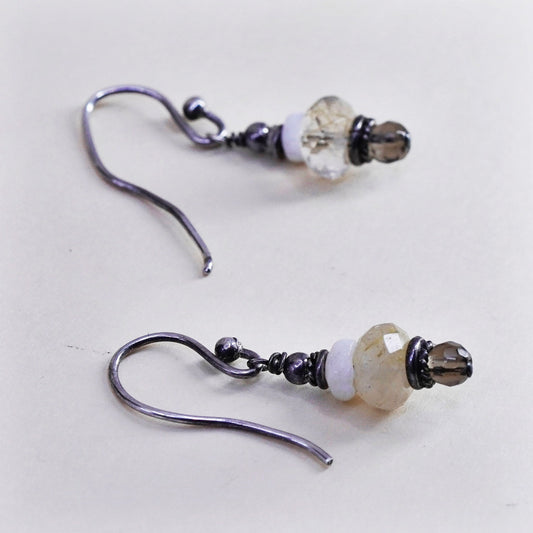 Vintage Sterling 925 silver handmade earrings with citrine beads