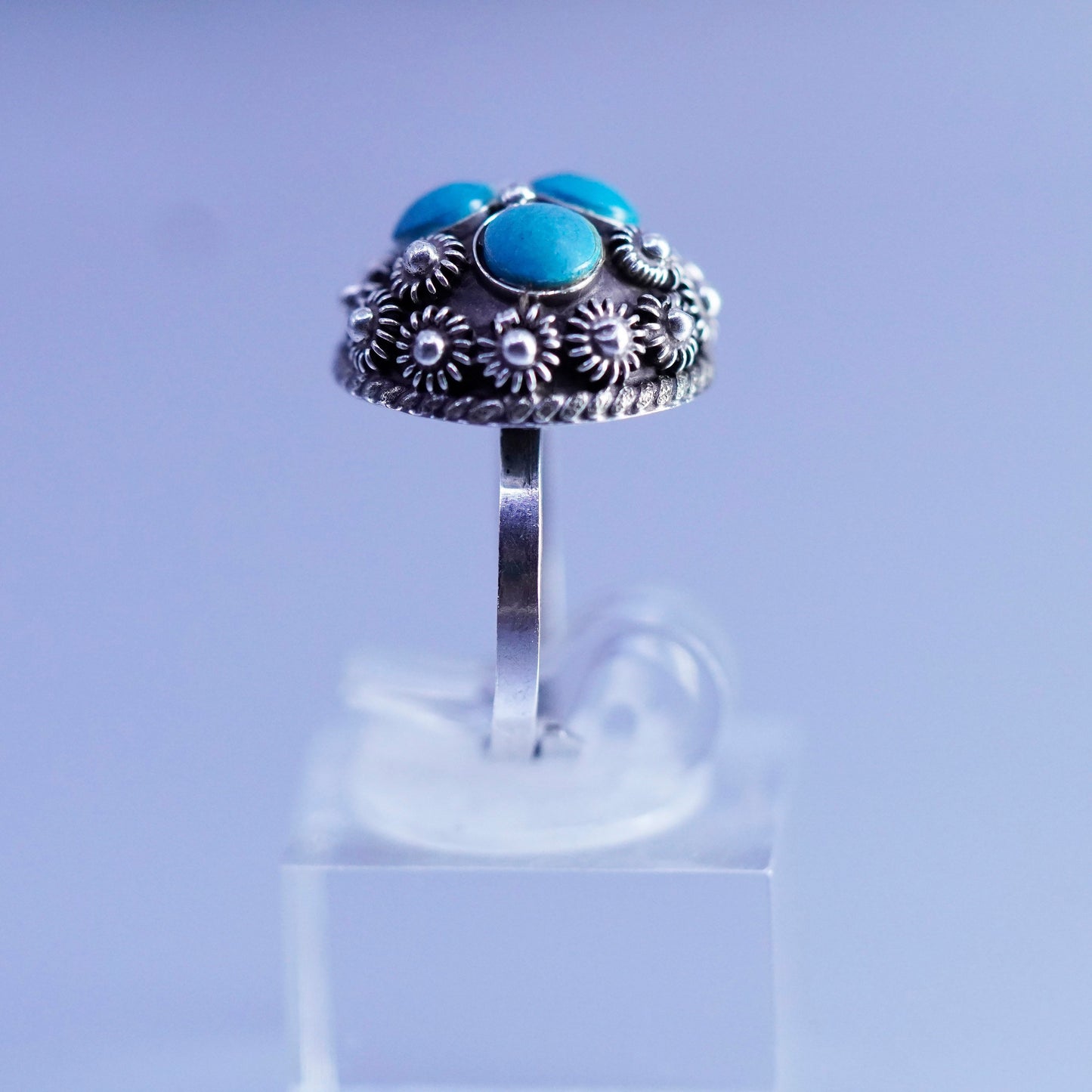 vtg Native American Navajo Frank Bowman sterling 925 silver ring turquoise
