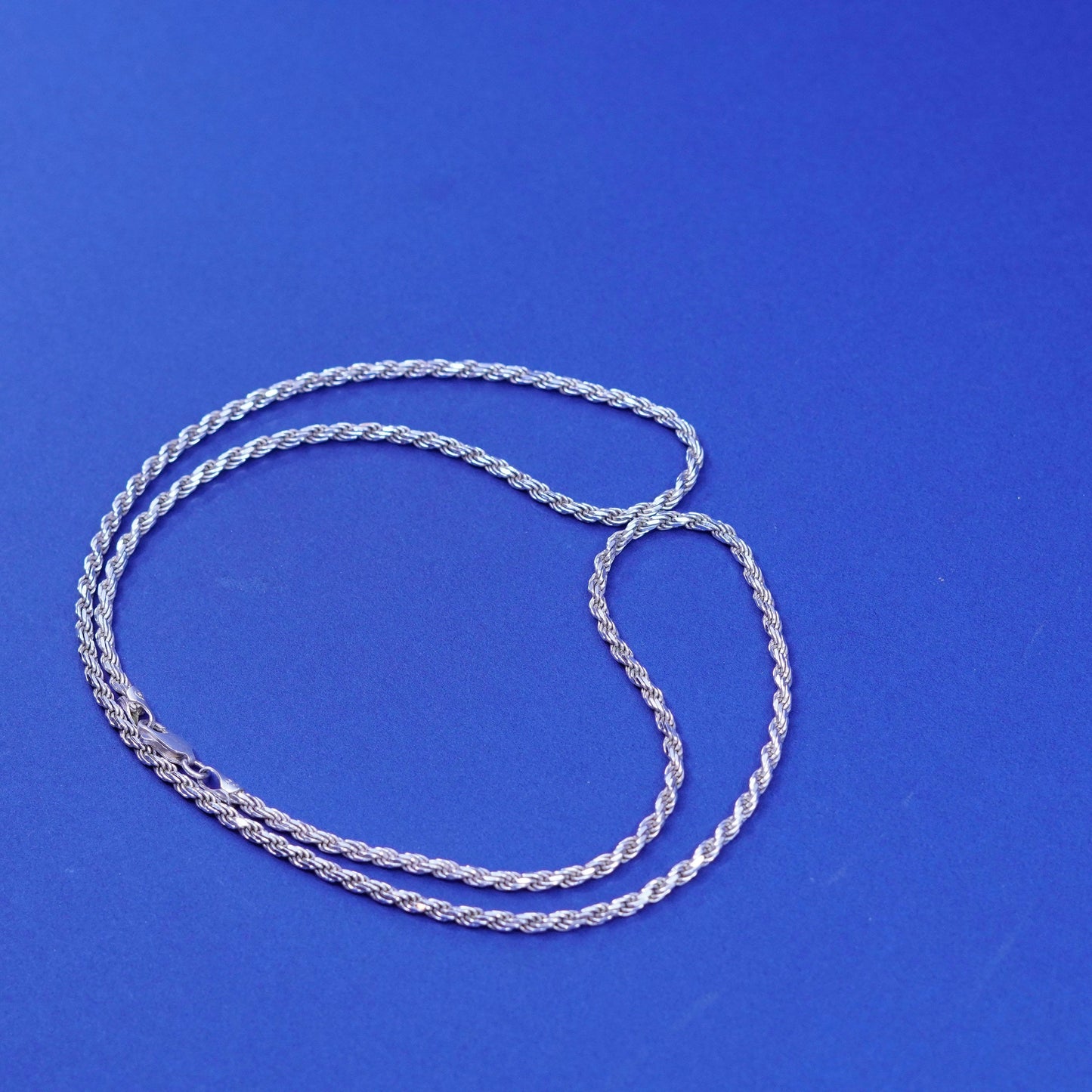 24”, 3mm, vintage Sterling silver handmade necklace, 925 diamond cut rope chain