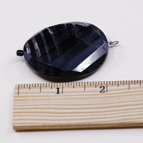 Black Checker Cut Stone Pendant