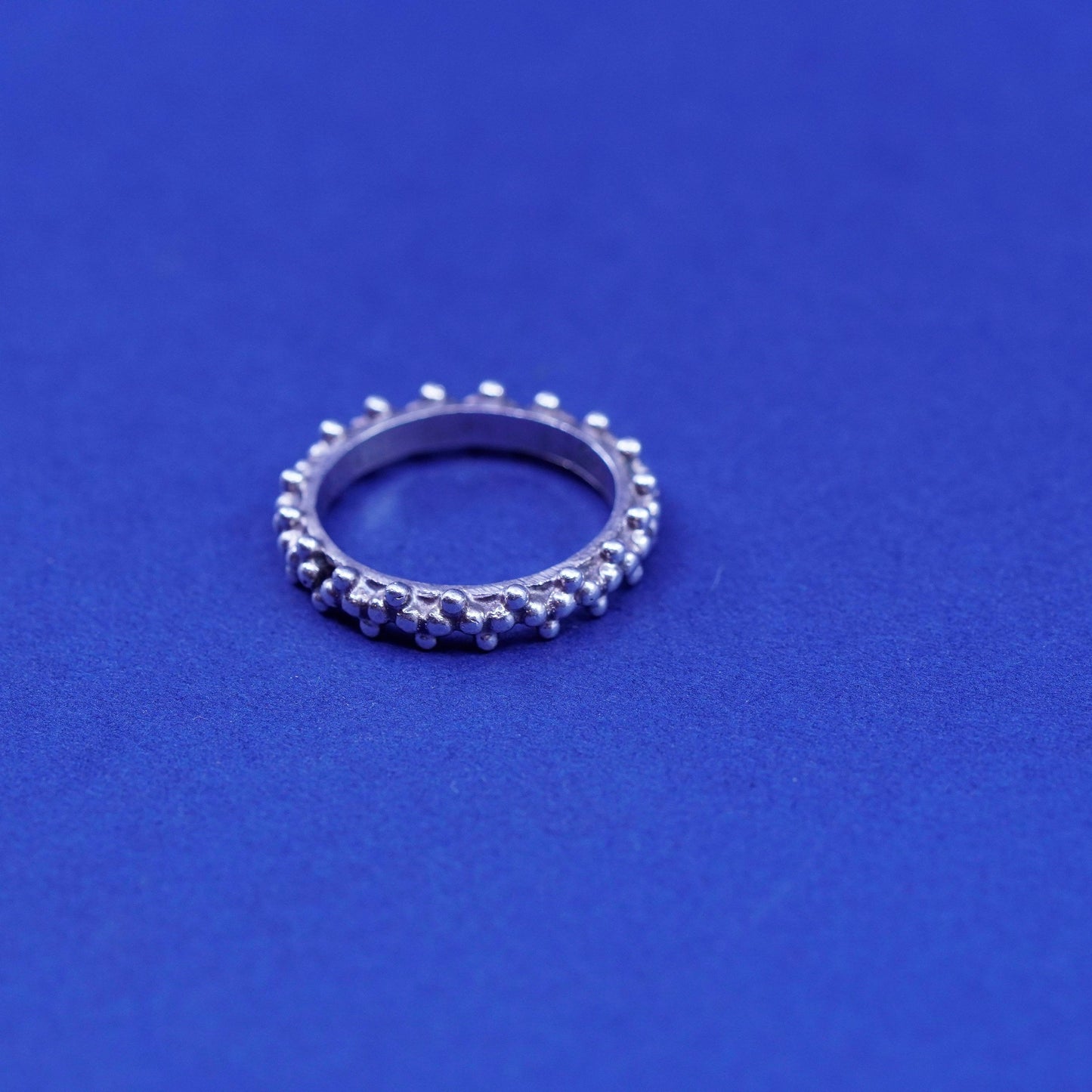 Size 4.75, Sterling silver handmade ring, southwestern 925 stackable band beads