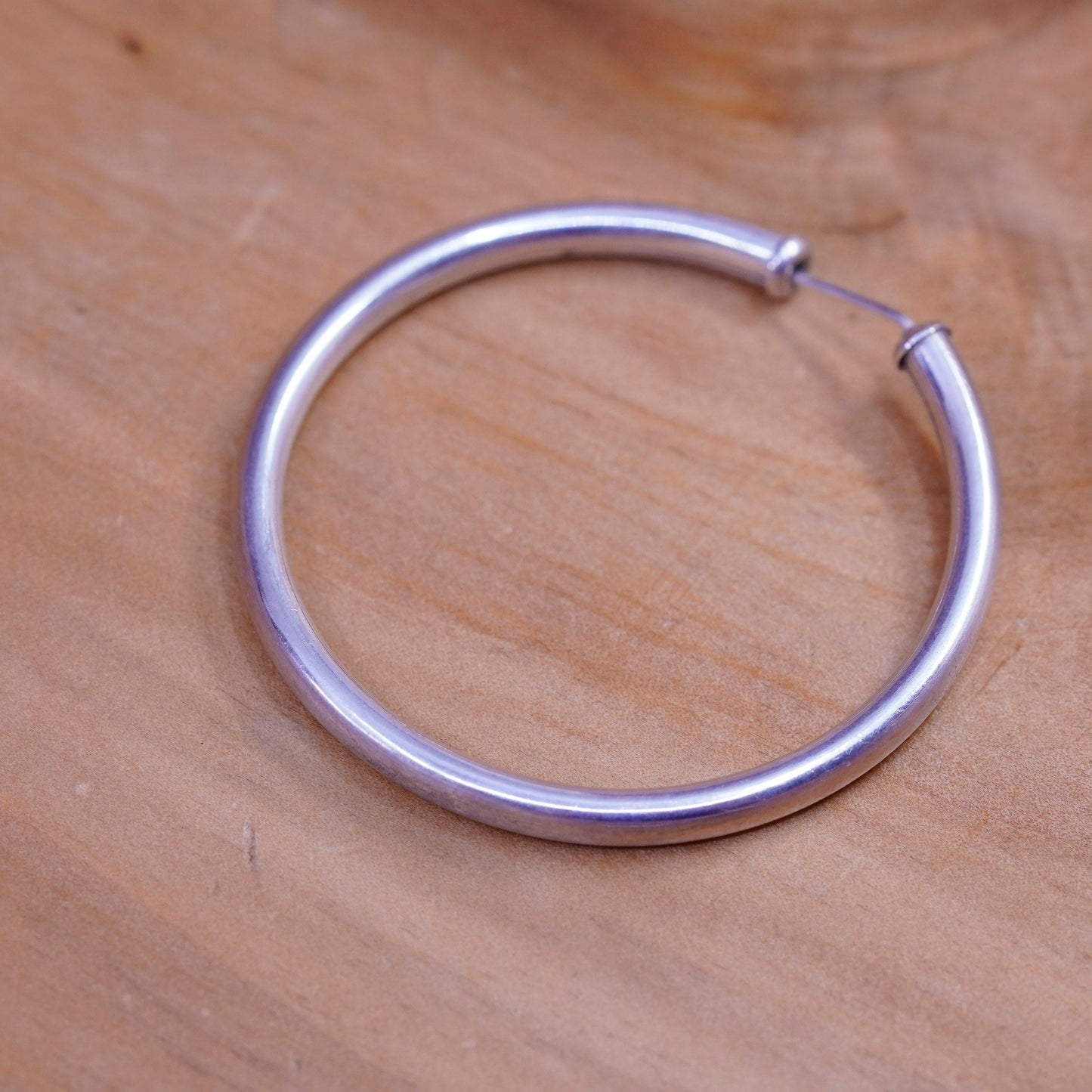 1.5”, vintage Sterling silver handmade earrings, 925 bold hoops