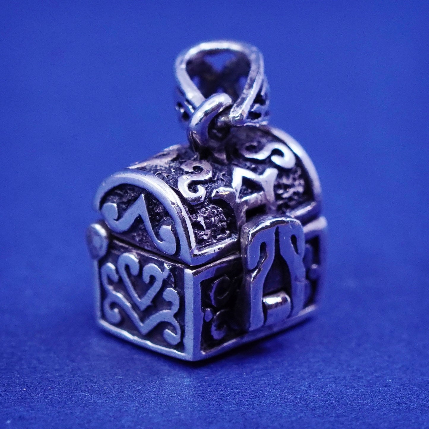 Vintage Sterling silver prayer box pendant, 925 locket charm