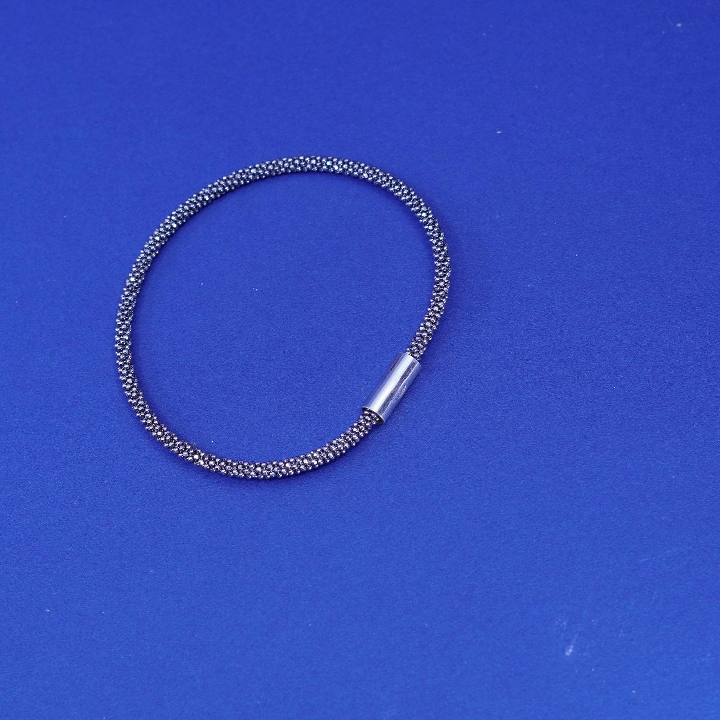 7.25”, bentelli sterling silver handmade bracelet, 925 twisted bead bangle