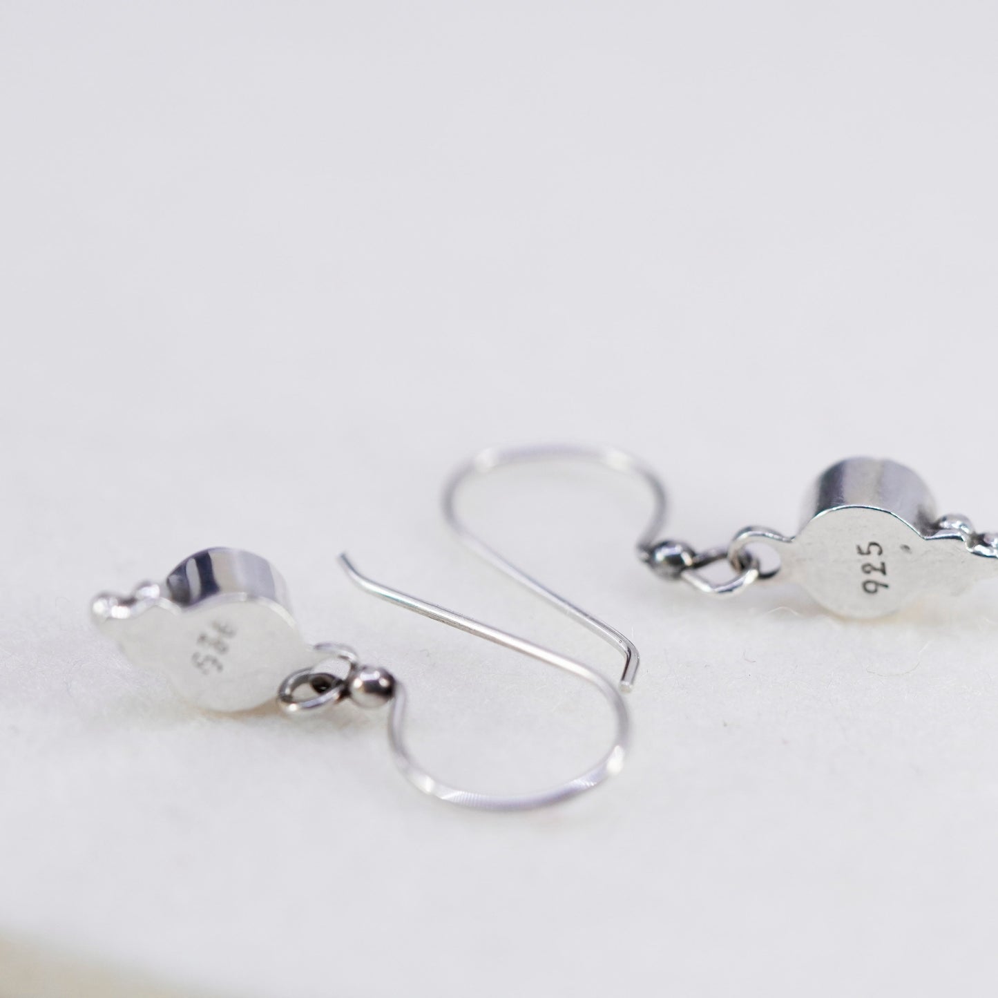 Vintage Sterling 925 silver handmade earrings with round lapis lazuli
