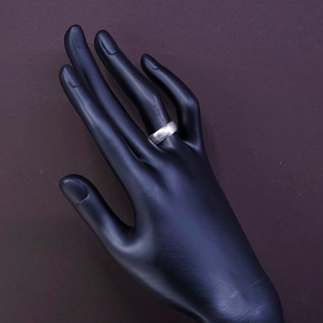 sz 7, vtg Sterling silver handmade ring, 925 wedding band, silver tested