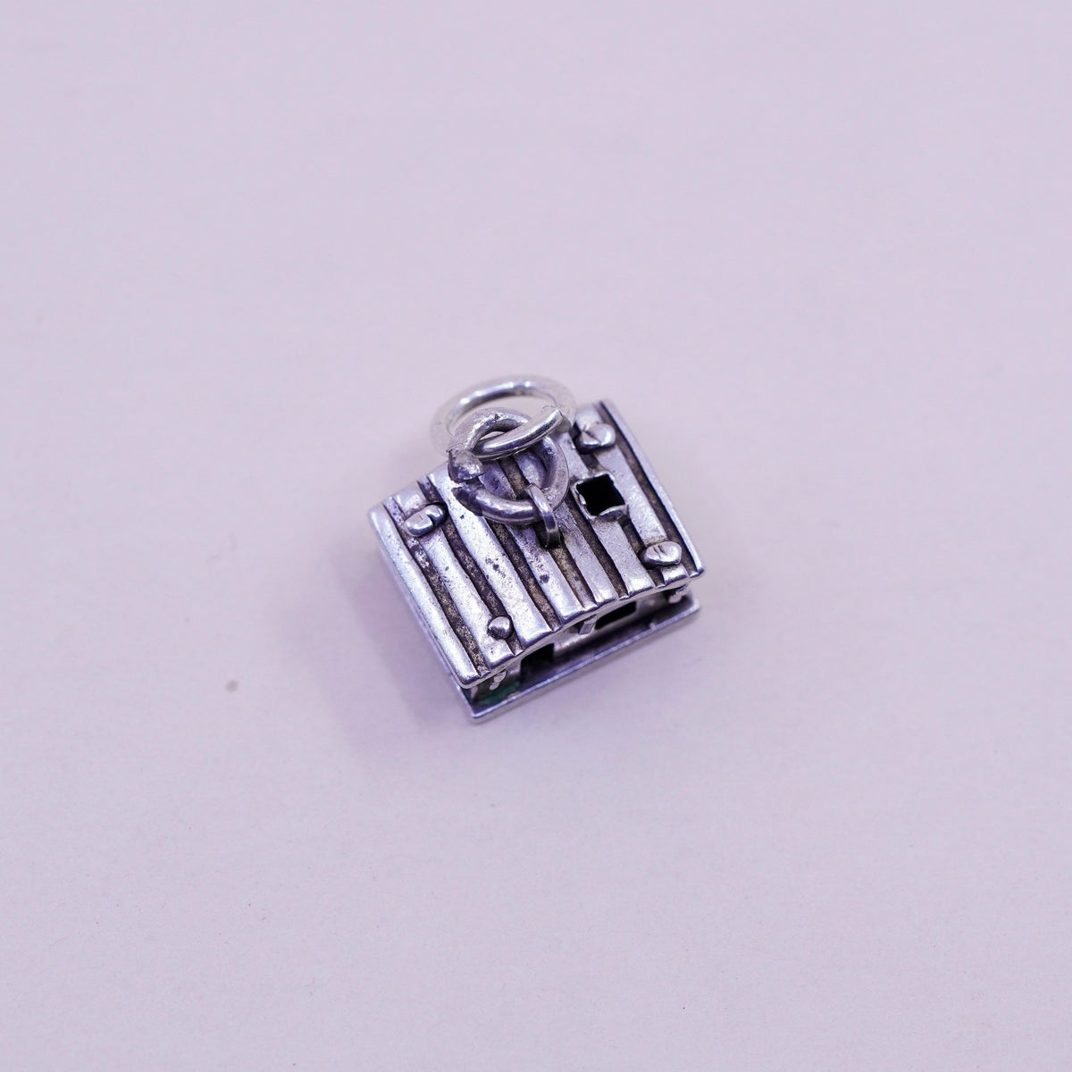 Vintage sterling silver handmade house pendant, 925 charm