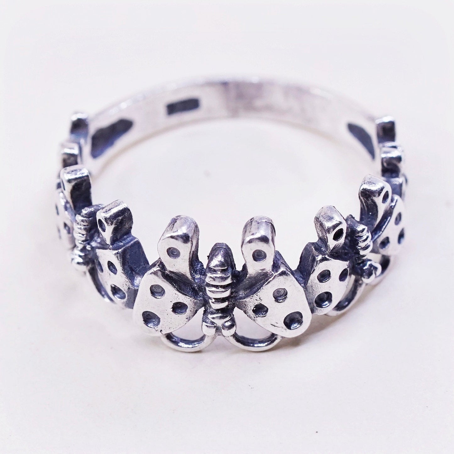 Size 9, vintage SE Sterling silver handmade ring, 925 butterfly band
