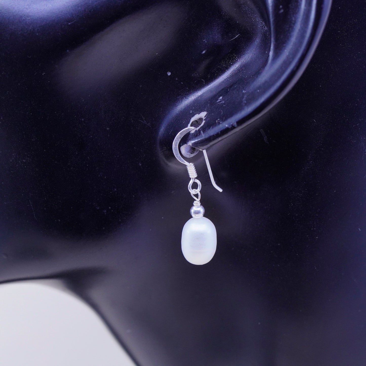 Vintage Sterling 925 silver handmade earrings with pearl drops