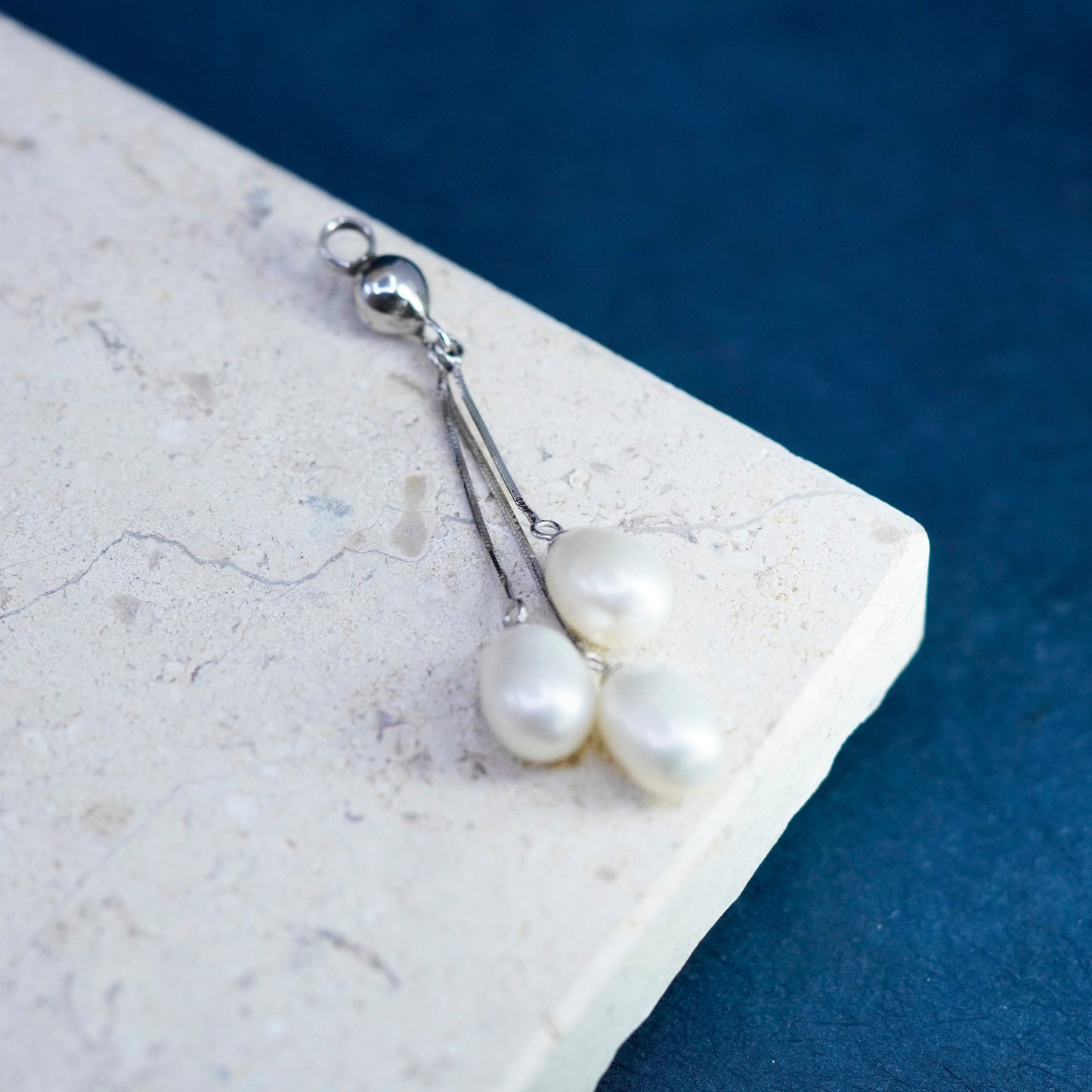 Vintage Sterling 925 silver handmade pendant with Pearls