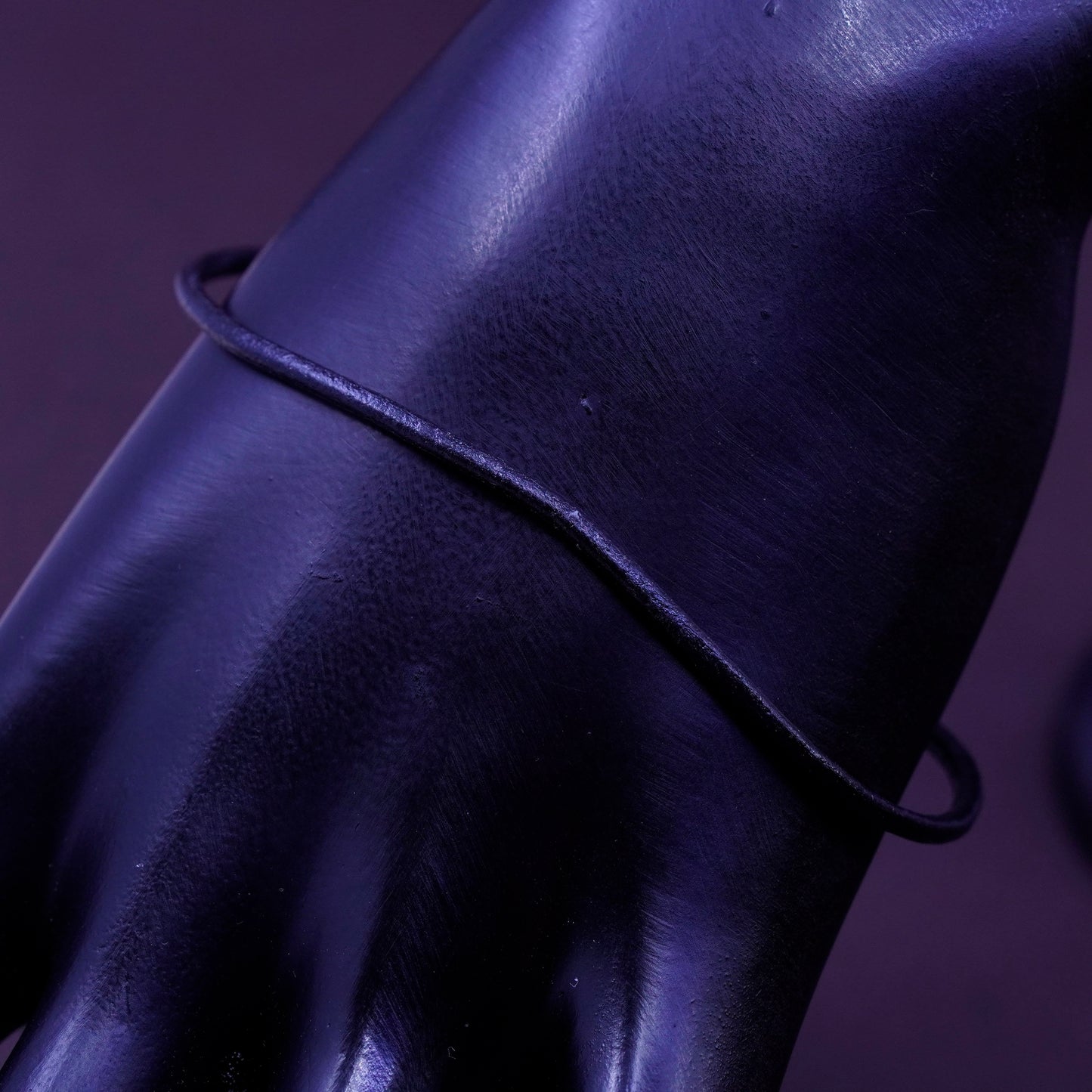 7.75”, vintage black leather bracelet with sterling 925 silver clasp