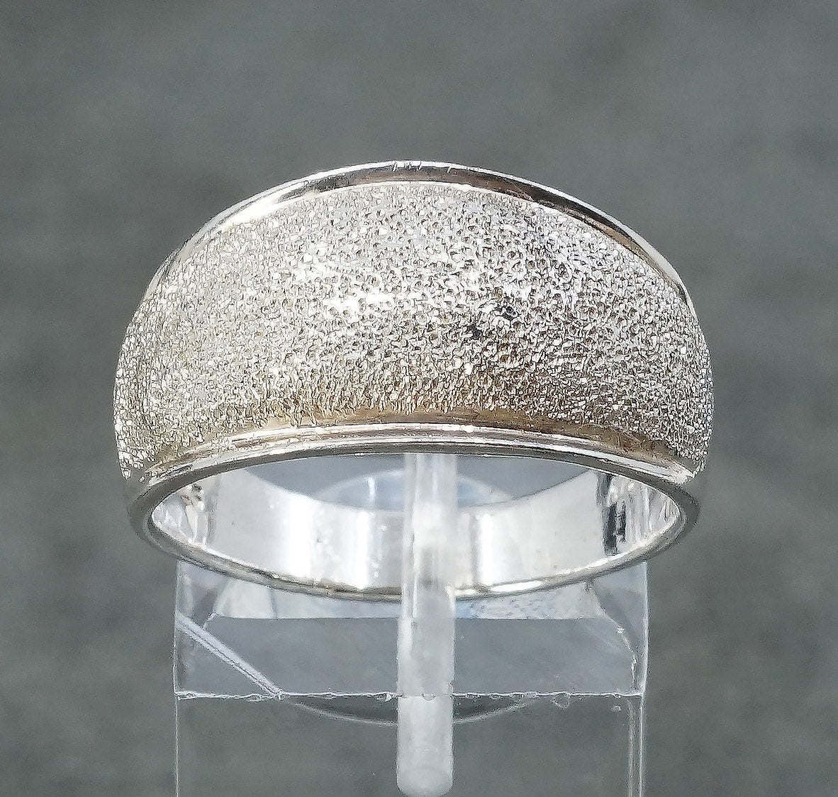 sz 9.25, vtg Sterling silver handmade ring, Mexican 925 band w/ Matt surface