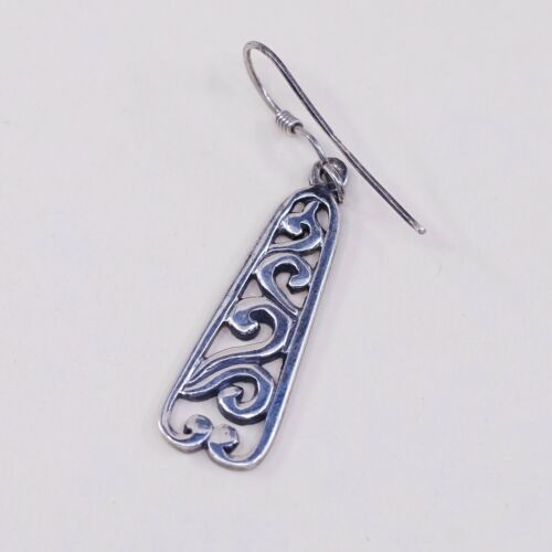 Vtg Sterling 925 Silver Handmade Filigree Teardrop Shaped Earrings