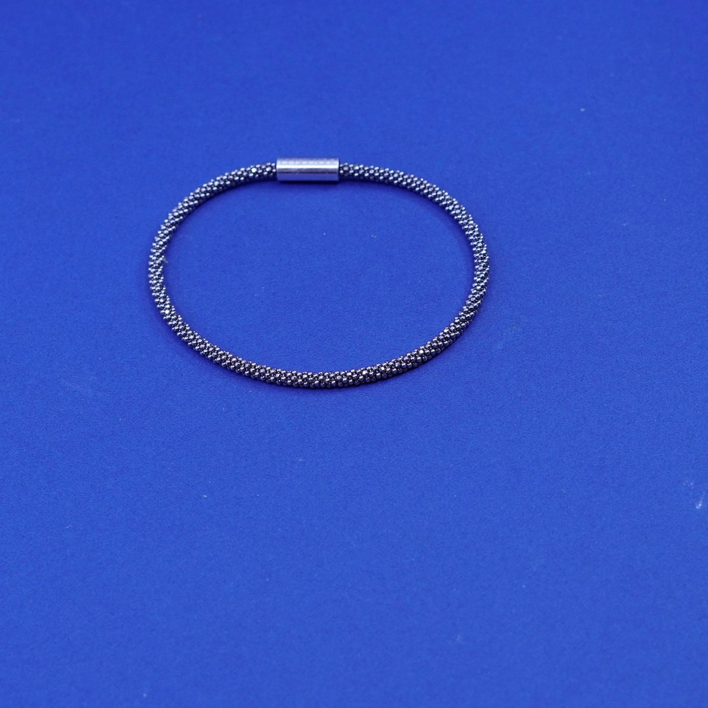 7.25”, bentelli sterling silver handmade bracelet, 925 twisted bead bangle