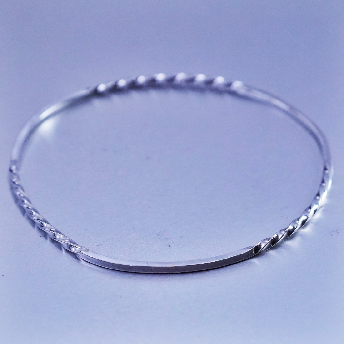 7.75”, Sterling 925 silver handmade bracelet, stackable twisted cable bangle