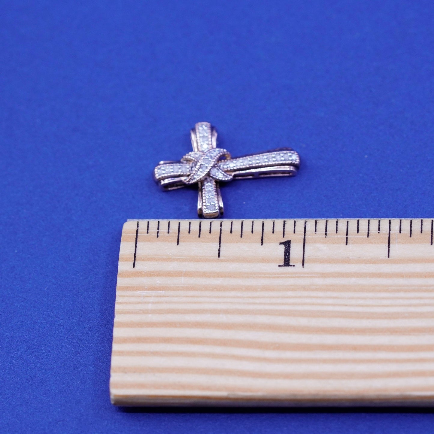 Sun vermeil gold over Sterling silver handmade pedant, 925 cross with diamond