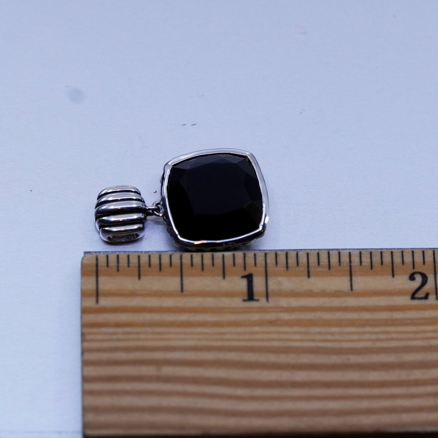 Vintage RL sterling 925 silver pendant with obsidian