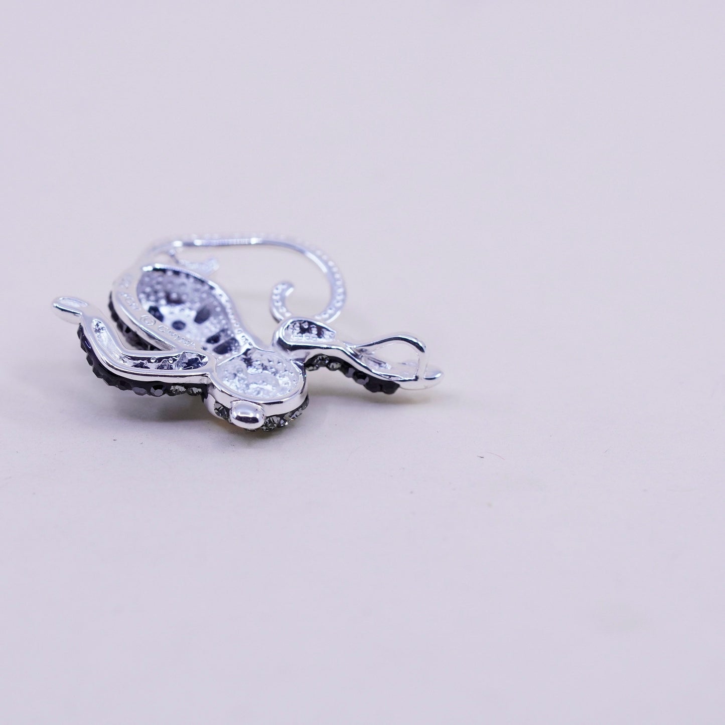Sterling silver handmade pendant, 925 monkey with cluster Swarovski pendant