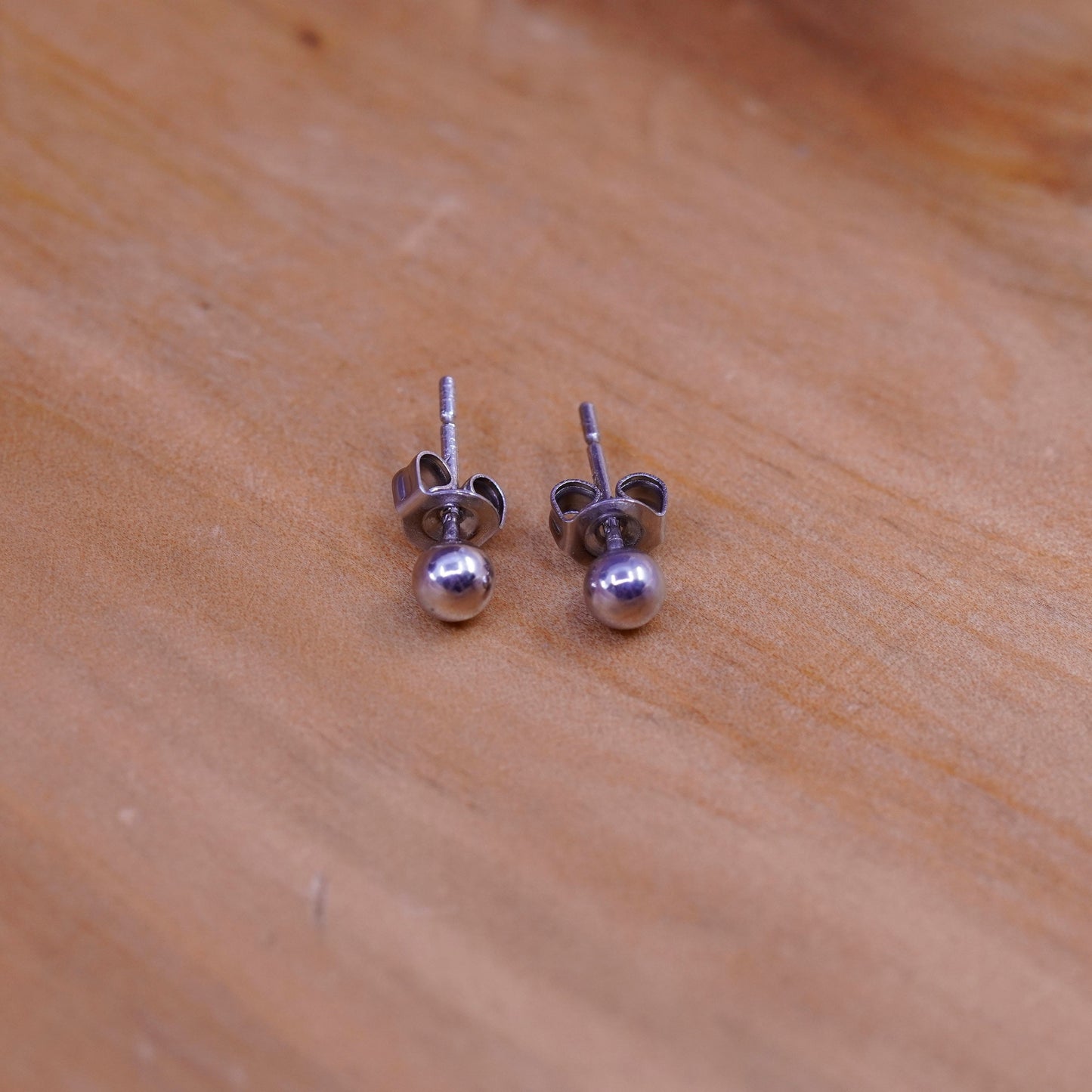 2mm, Vintage Sterling silver tiny beads studs, 925 earrings