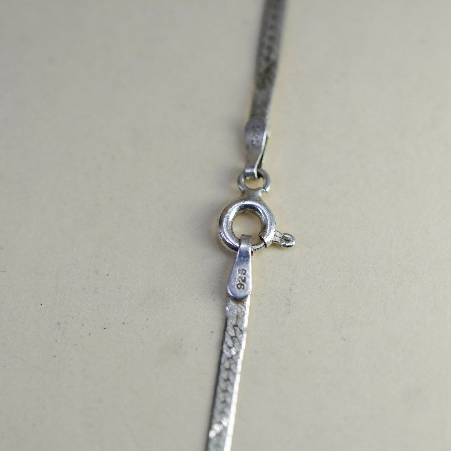 30” 2mm, vintage sterling silver necklace, Italy 925 textured herringbone chain