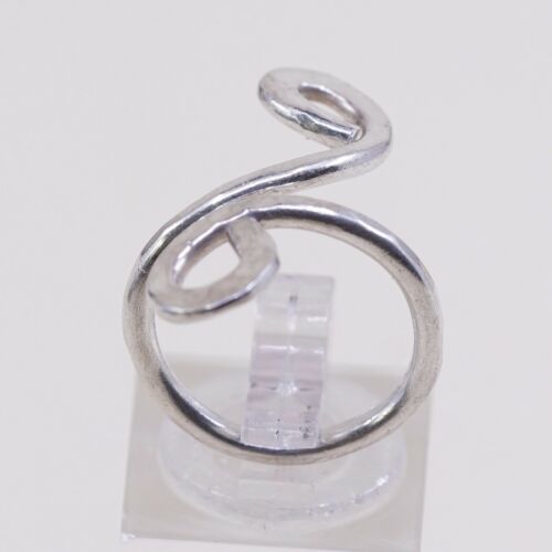 Size Adjustable, Sterling Silver Handmade Ring, 925 Hammered swirl Band