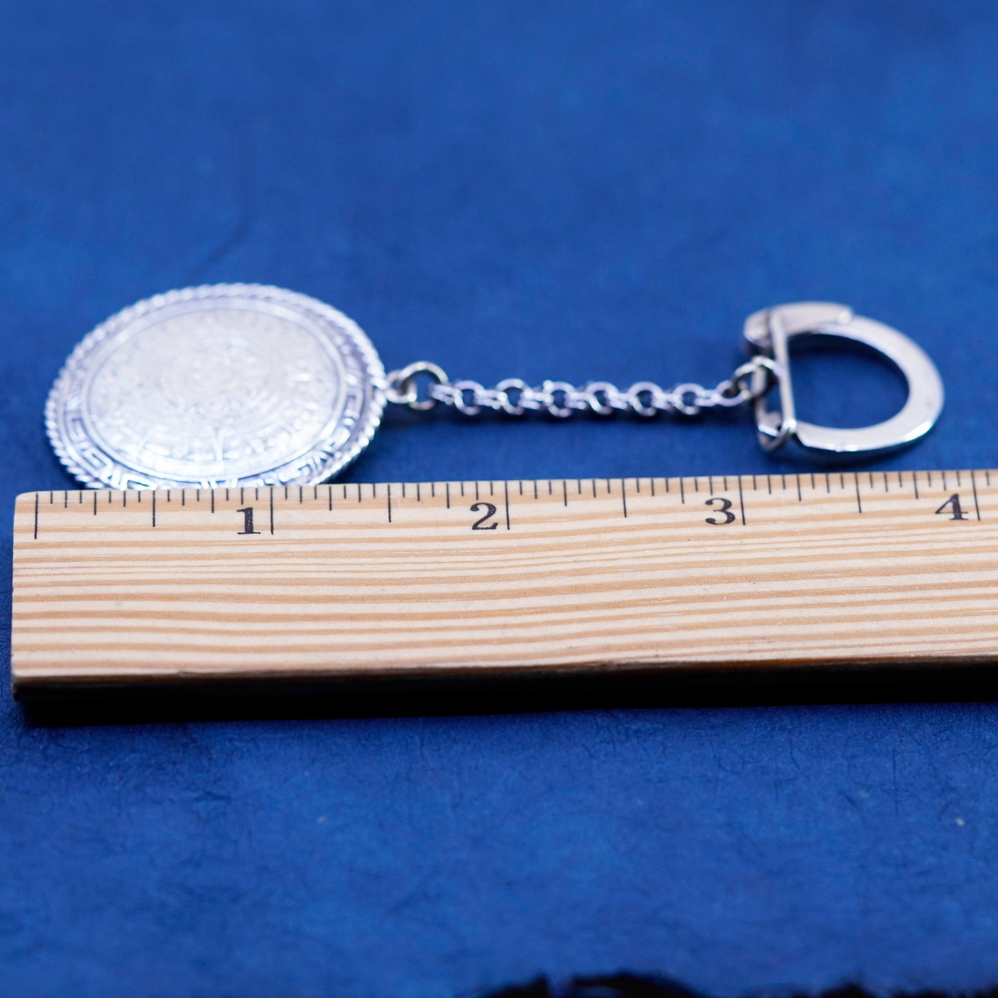 Native American sterling silver key chain 925 tag and Mayan calendar