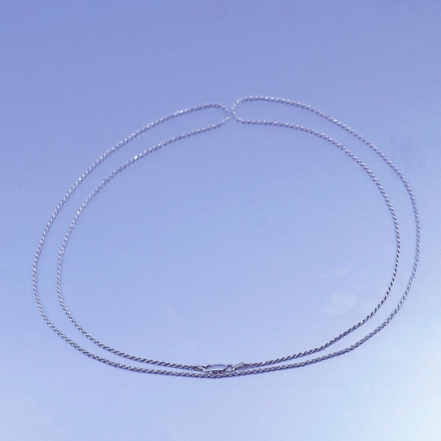30” 1mm, vintage Sterling 925 silver rope chain necklace