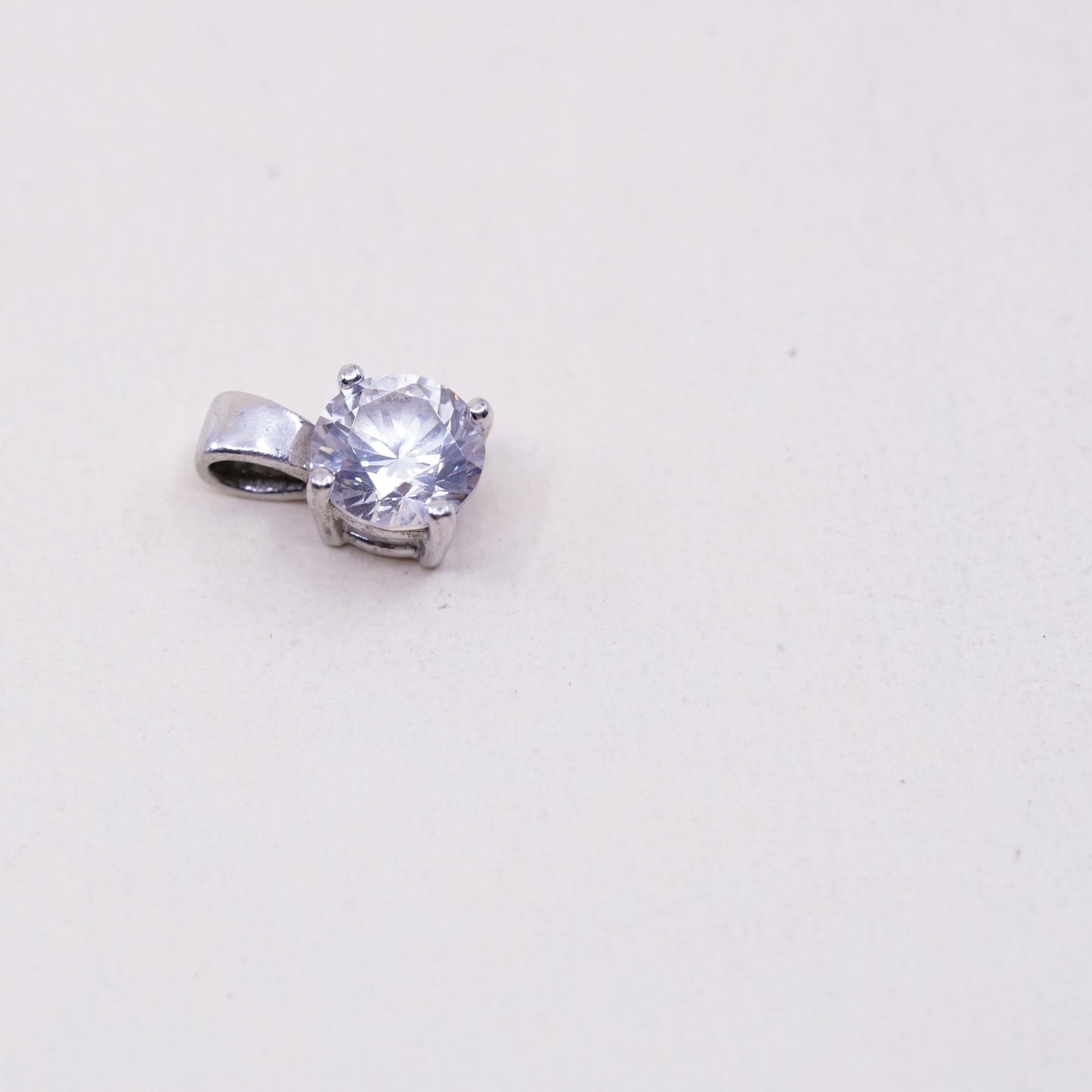 Vintage sterling silver cz crystal pendant, 925 handmade charm