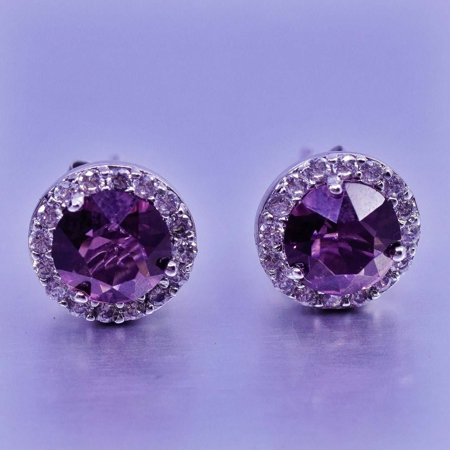 Vintage Sterling 925 silver earrings, studs with cz inlay