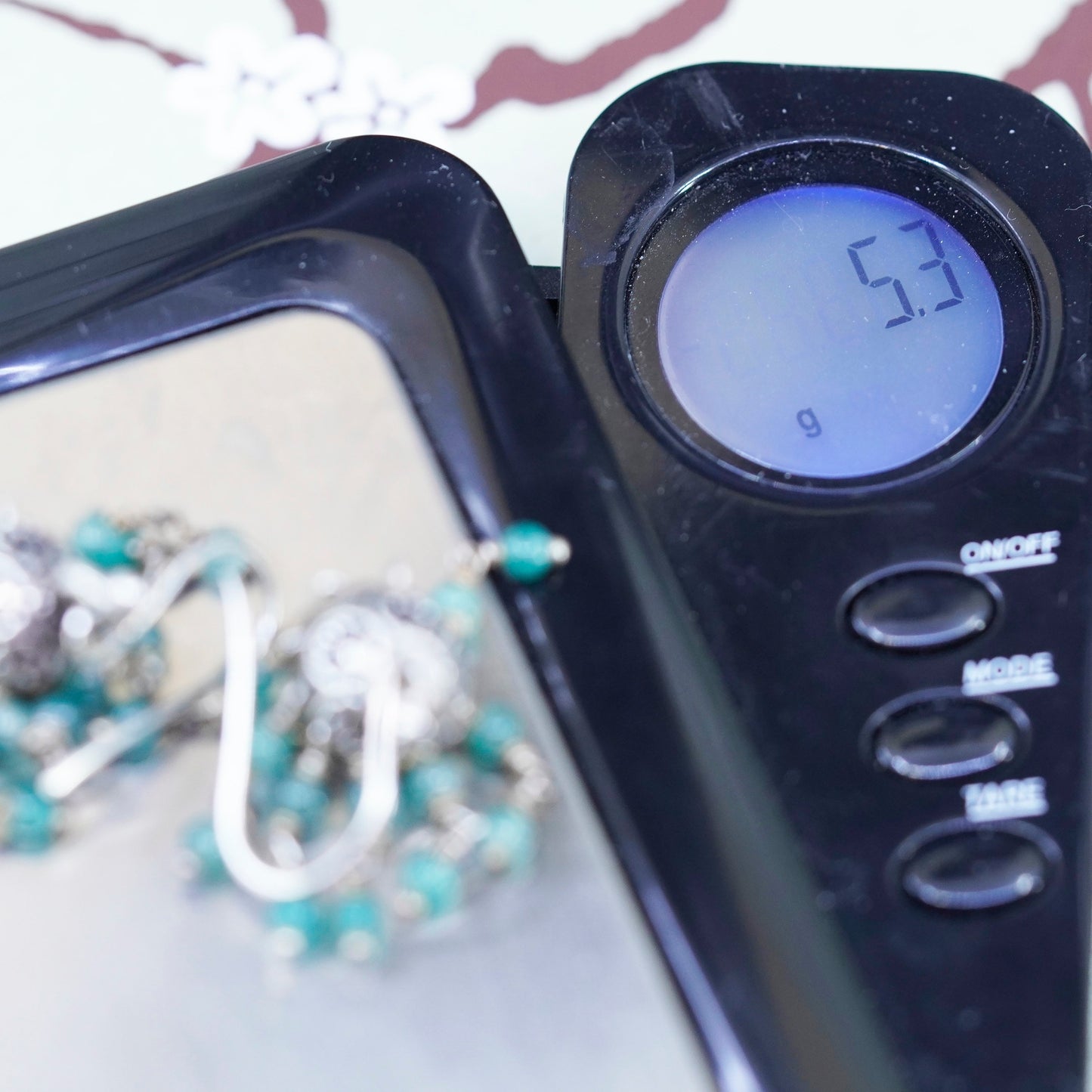 Vintage Sterling 925 silver handmade earrings with cluster jade beads