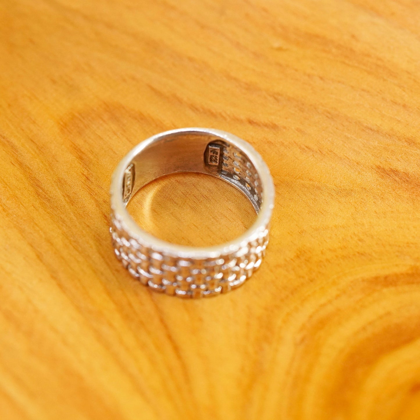 size 8.75, vintage Sterling silver handmade ring, 925 textured band