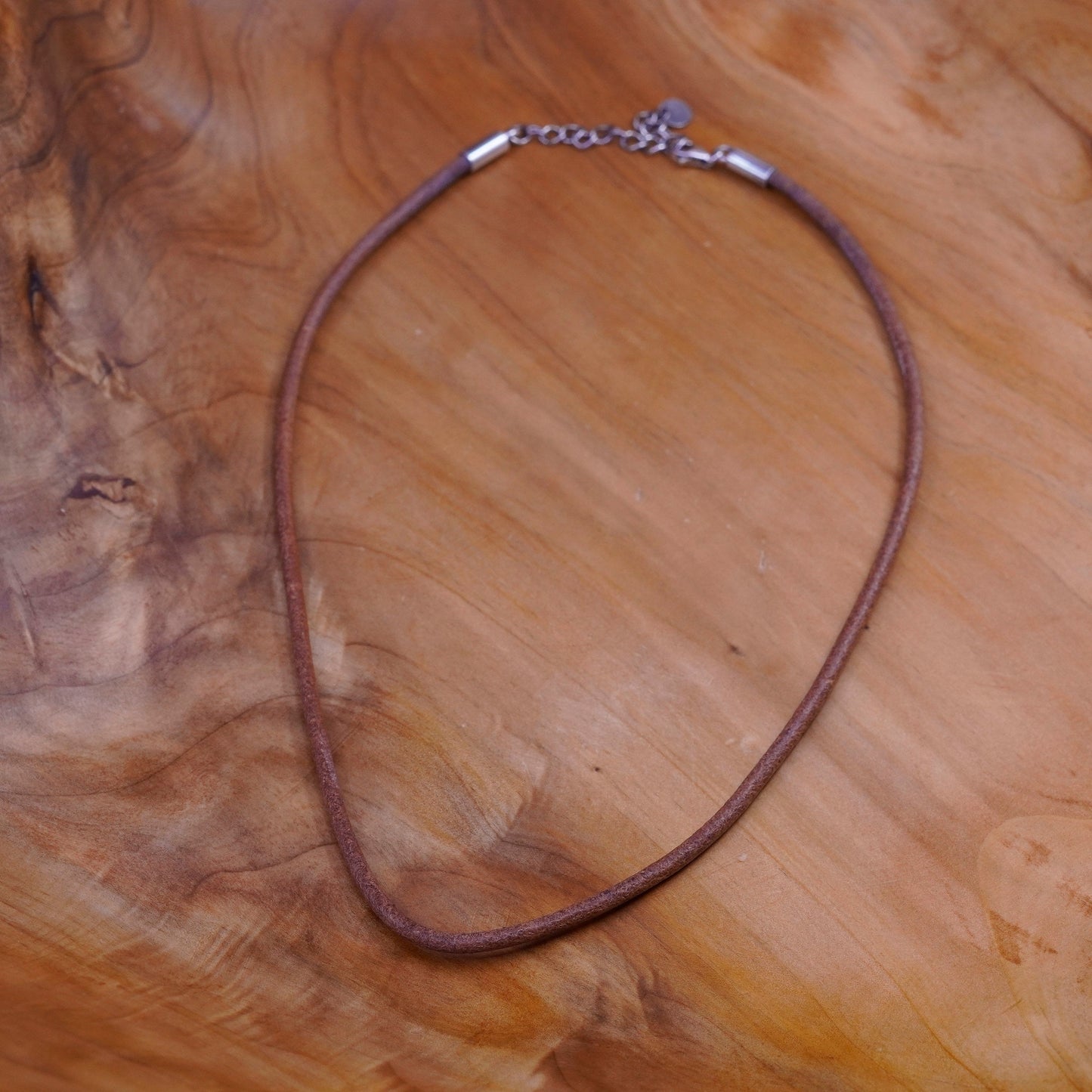 18”, vintage handmade necklace, black linen thread choker sterling silver clasp