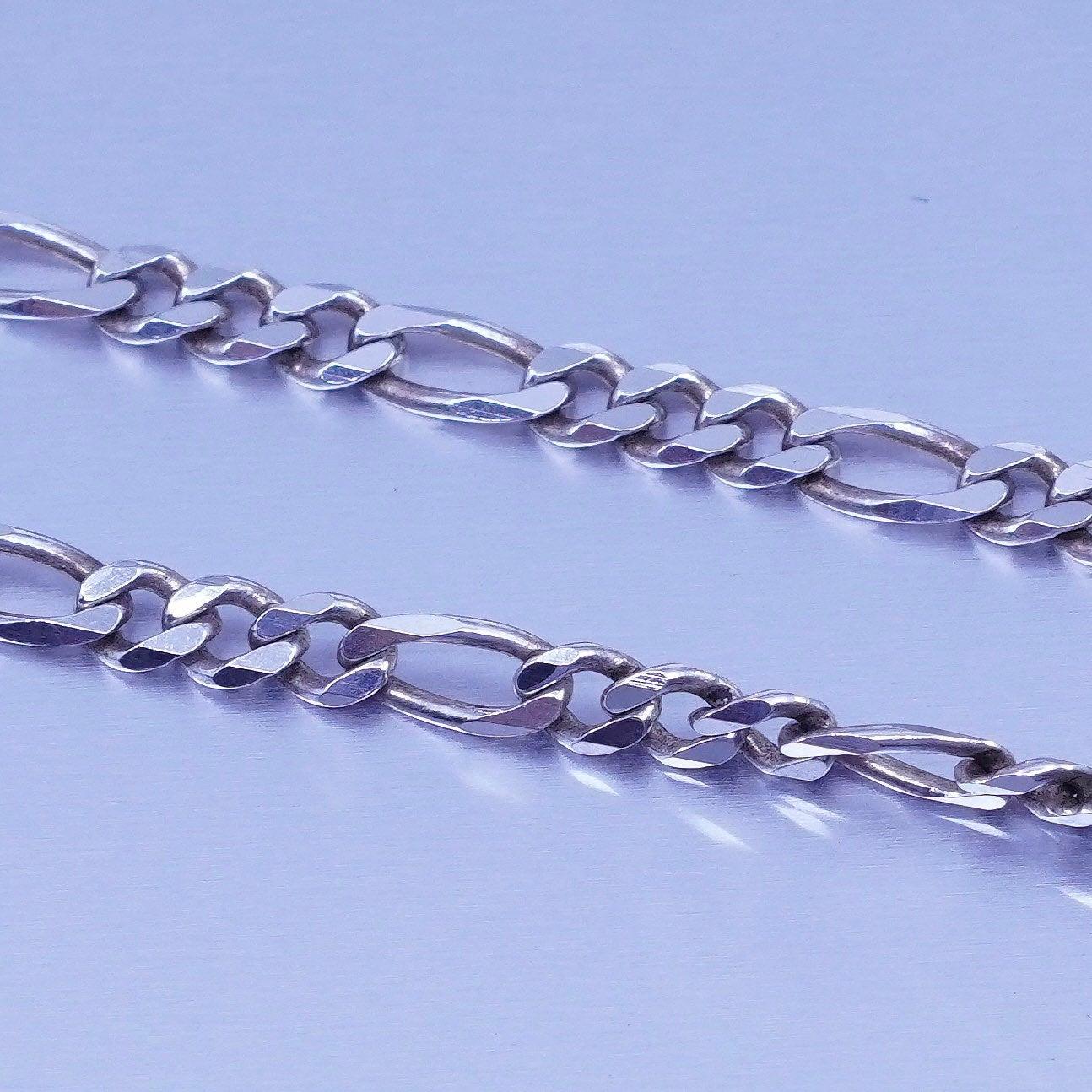 24” 5mm, vintage Italy Sterling 925 silver bold figaro chain necklace