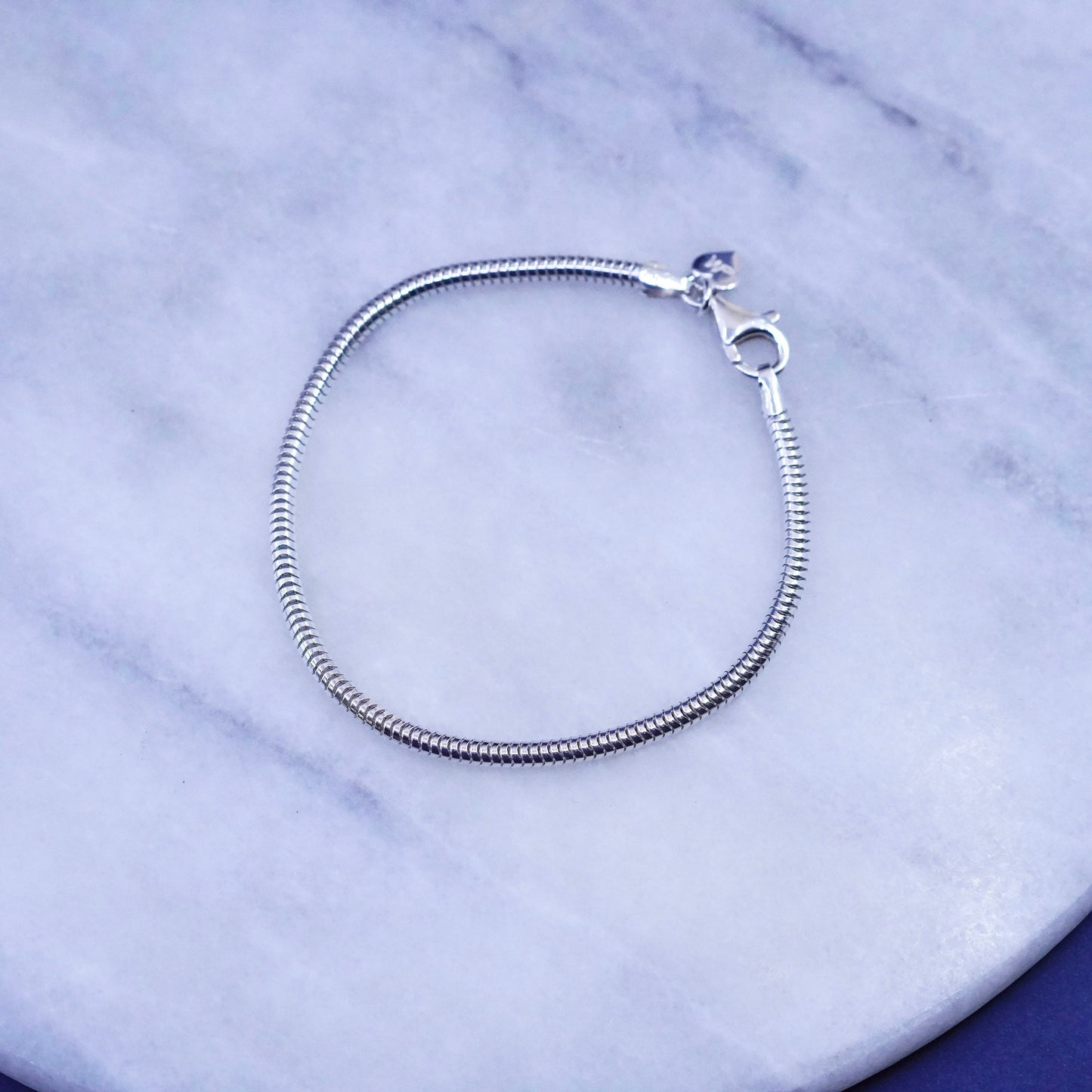 7.25”, 3mm, Sterling silver handmade bracelet, 925 snake chain