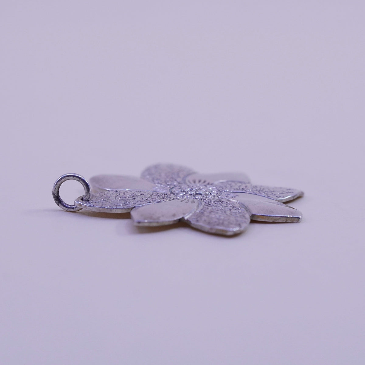Vintage Sterling silver handmade pendant, 925 flower charm