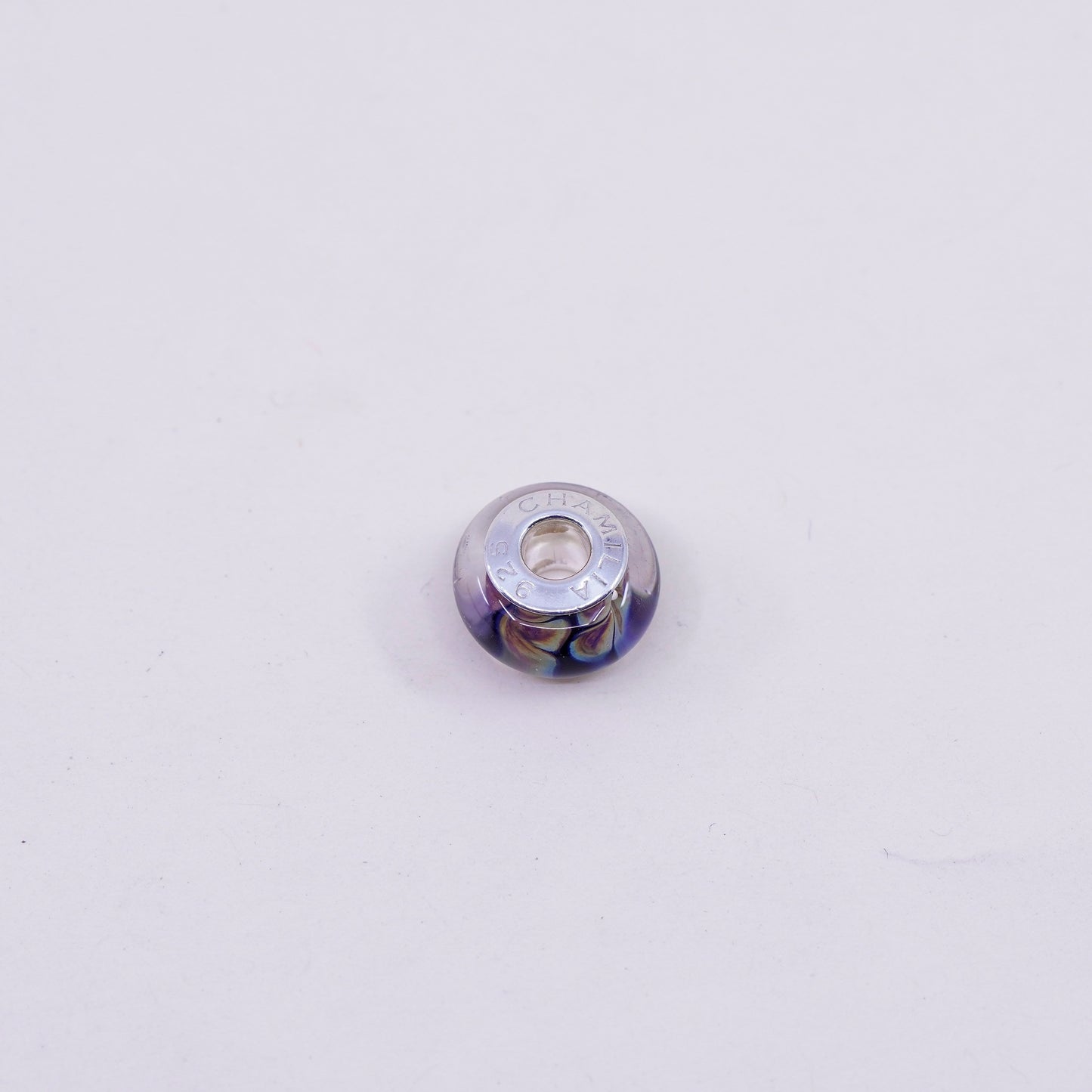 Vintage Cham chamilia Sterling 925 silver handmade Murano glass bead charm