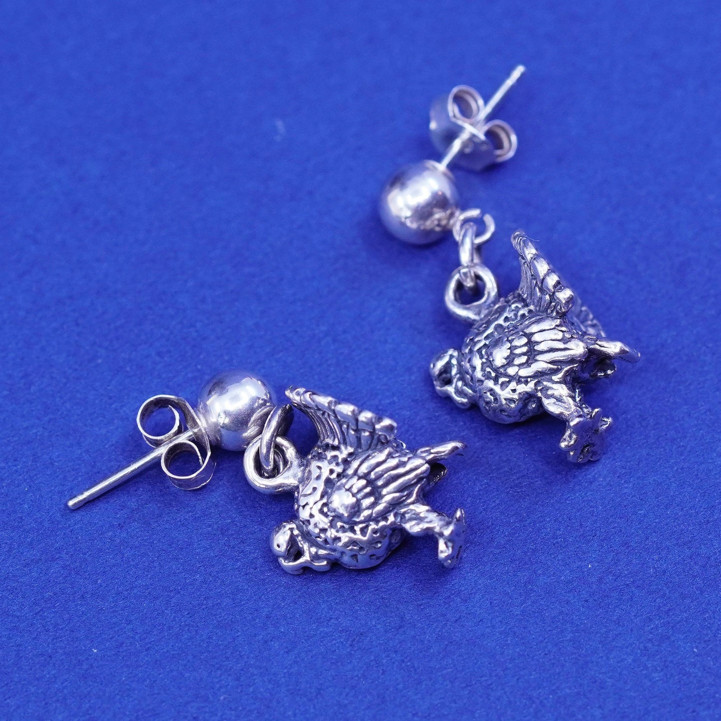 Vintage sterling silver handmade earrings, 925 Turkey