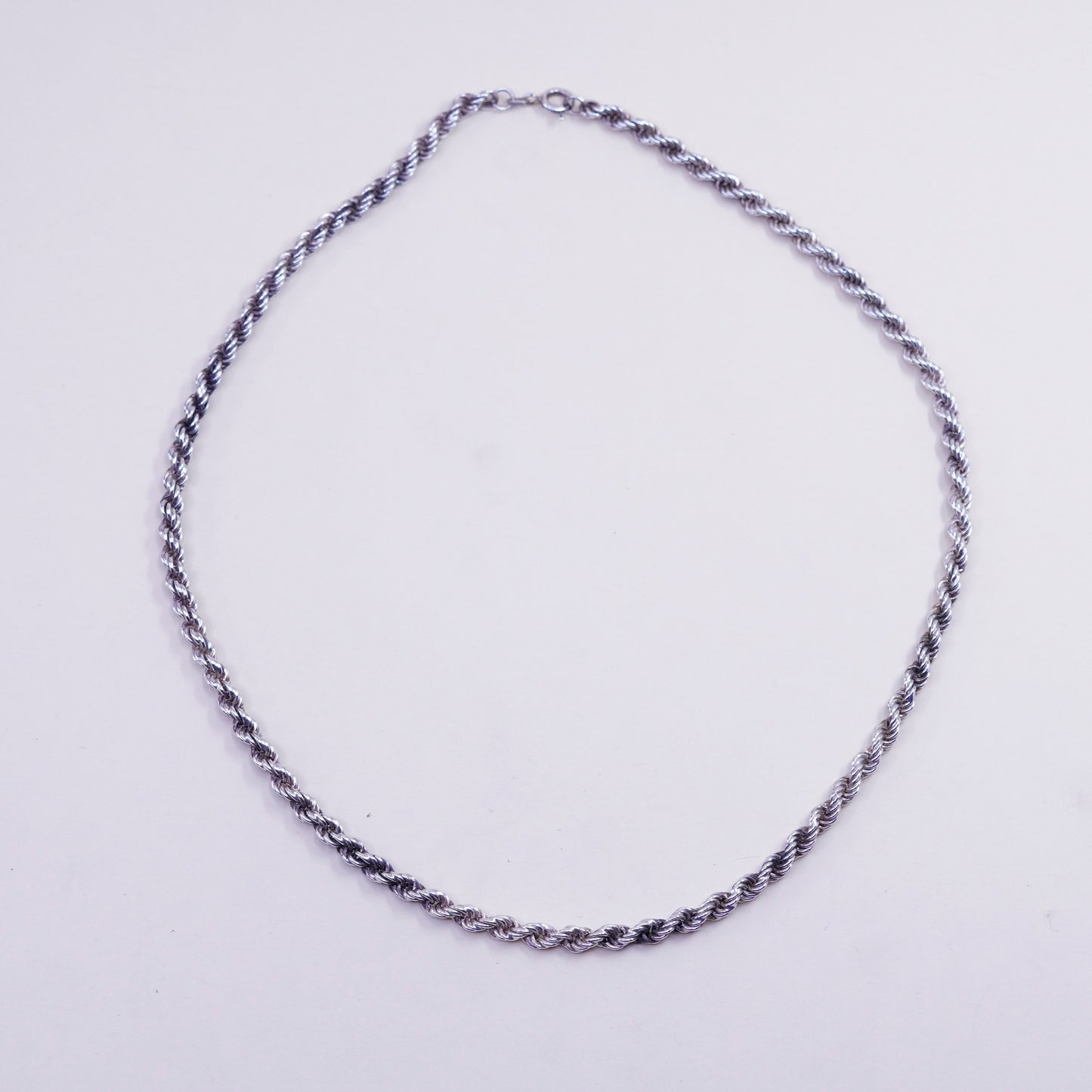 17” 4mm, vintage sterling silver necklace, 925 rope chain