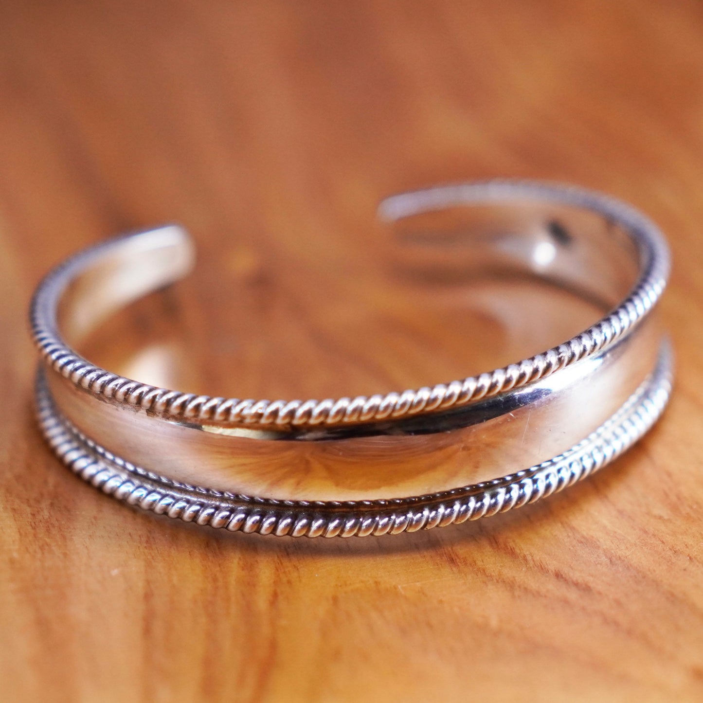 6.5”, Vintage Sterling silver handmade bracelet, southwestern 925 cuff w/ cable
