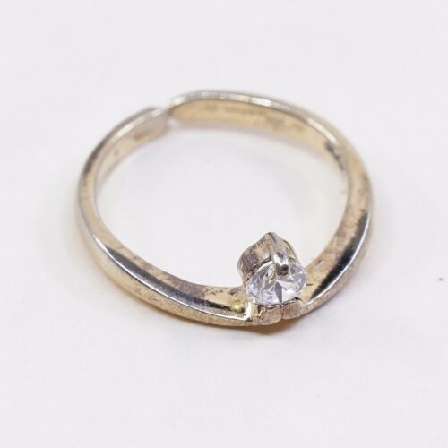 Sz 3.25, Vermeil Gold Over Sterling Ring, 925 Silver Engagement Ring W/ Cz