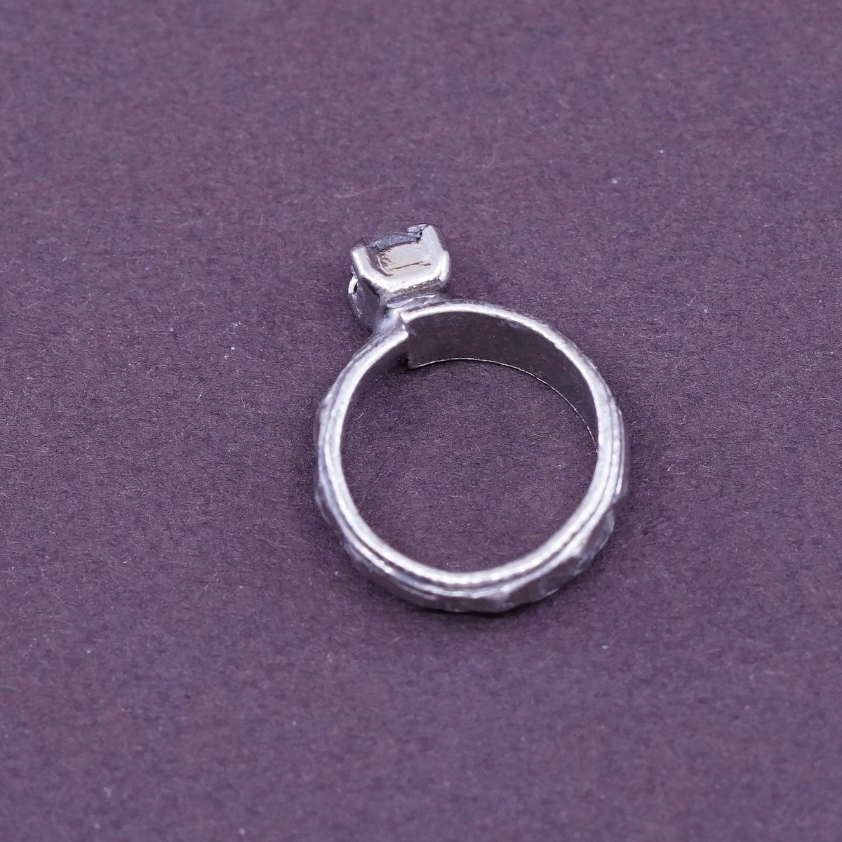 Vintage Sterling silver handmade pendant, 925 wedding ring charm with cz