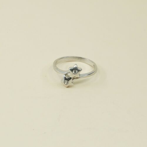 Sz 8.25, Sterling Silver Ring, 925 Silver Ring W/ Crystal stars