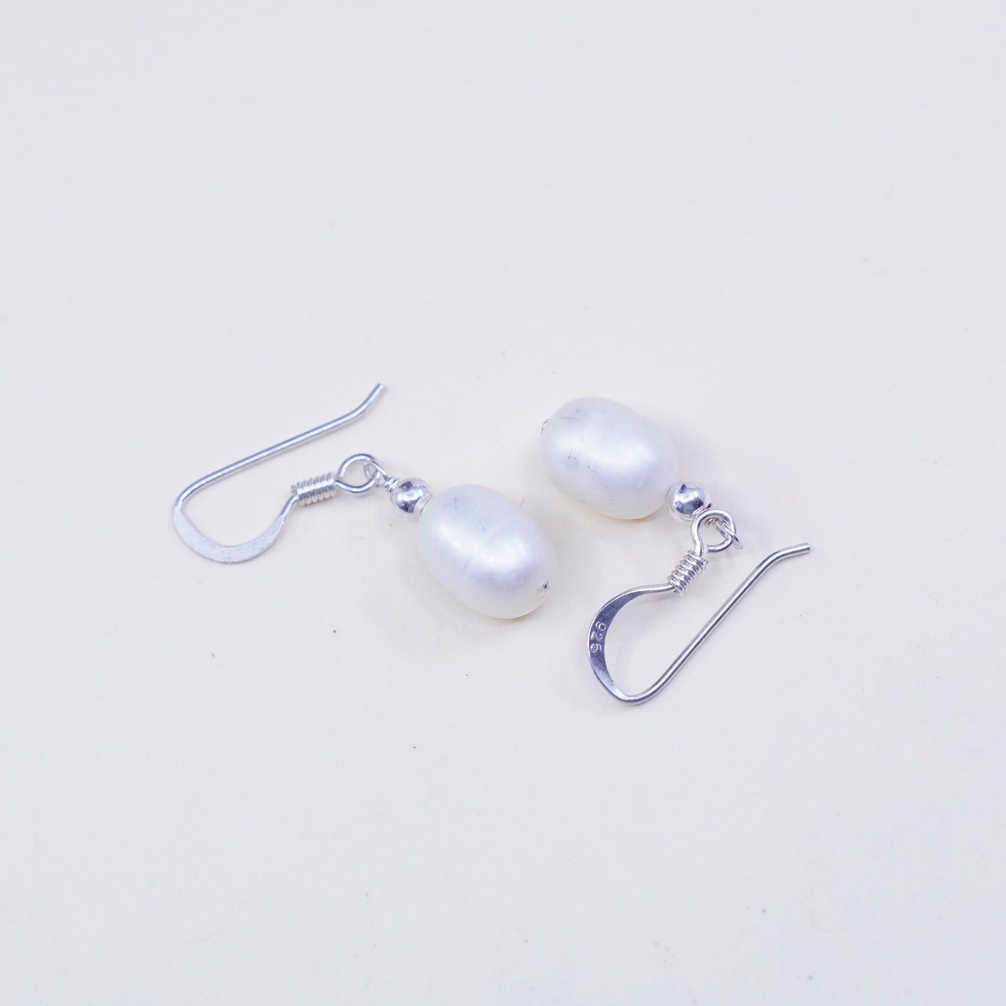 Vintage Sterling 925 silver handmade earrings with pearl drops