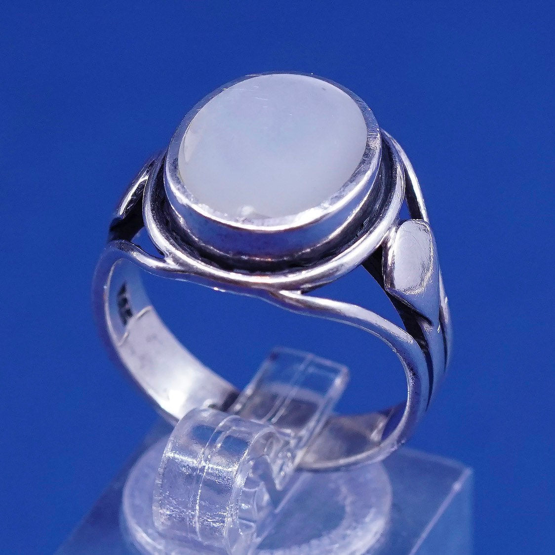 sz 8, vtg sterling silver handmade ring, 925 w/ mother of pearl