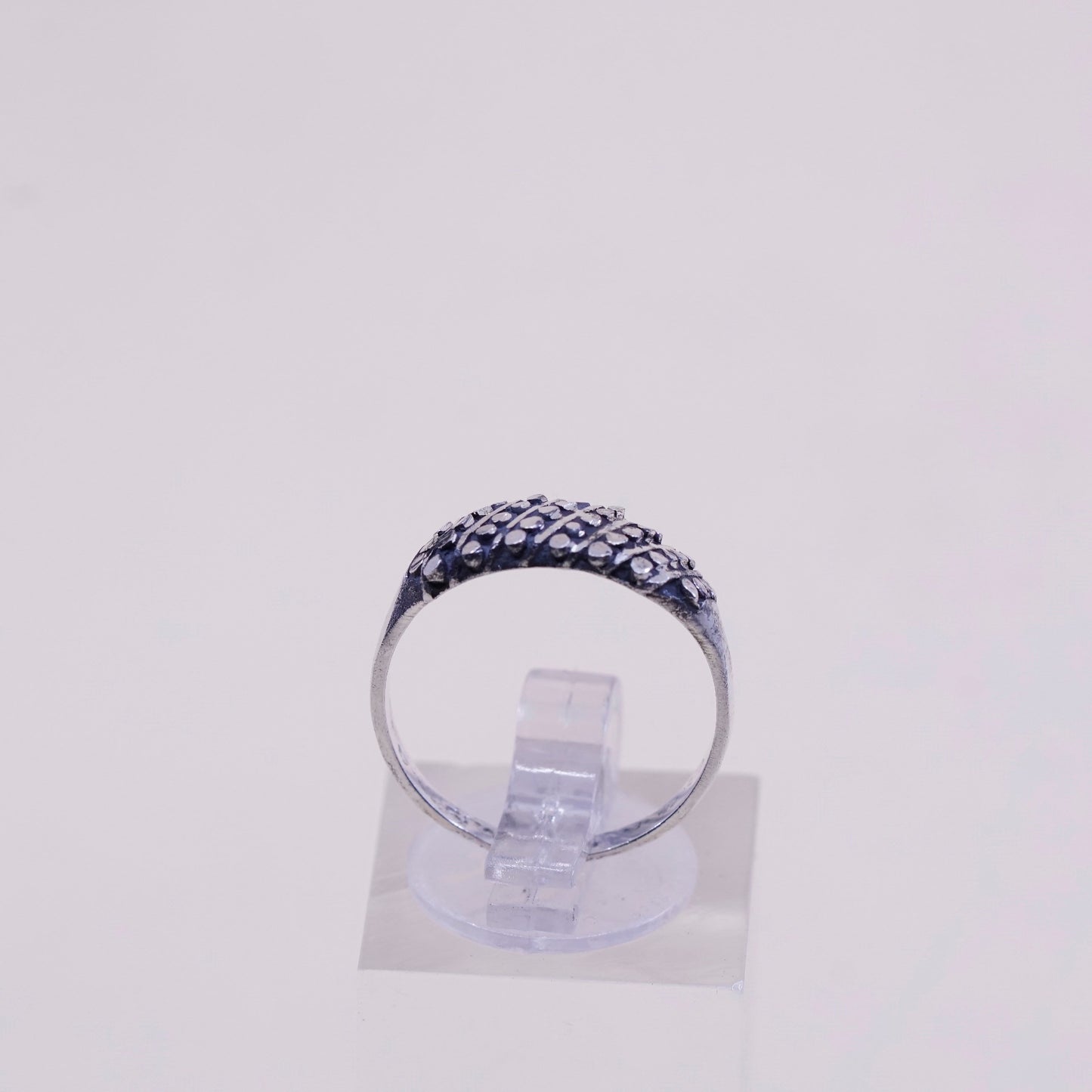 Size 7, vintage Sterling silver handmade ring, 925 beads band