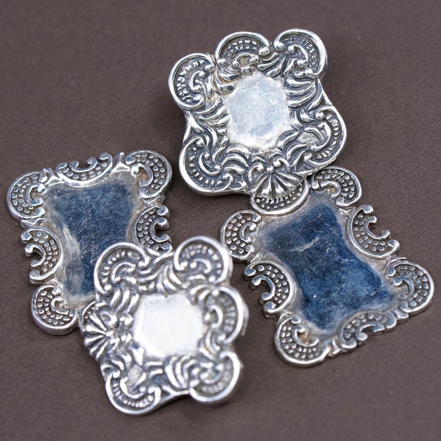 Vintage Sterling silver handmade earrings, 925 Filigree teardrop beads drops