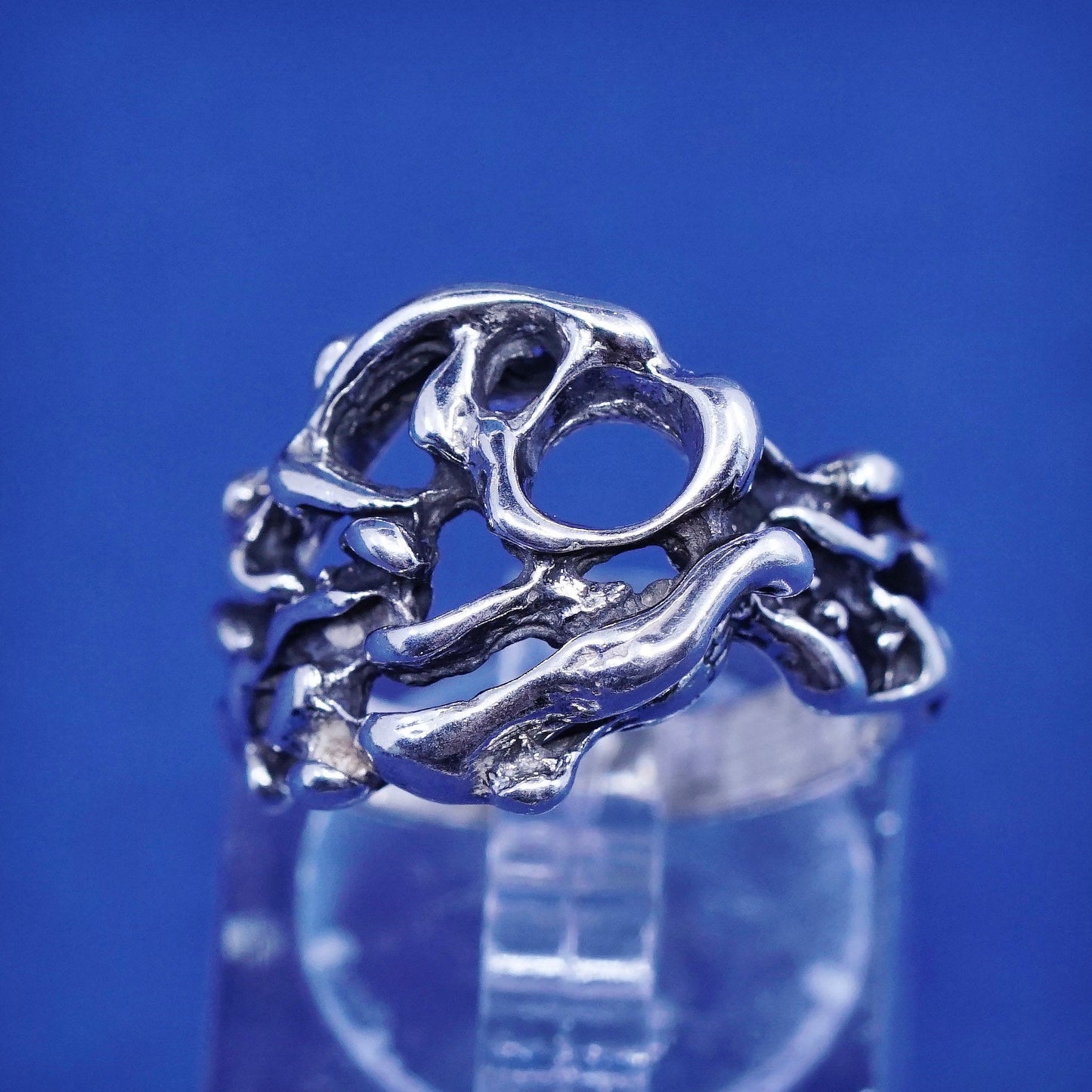 sz 5.75, Jens Peterson Art Nouveau Sterling silver handmade ring, 925 band